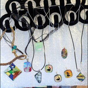 *Price 4 One* Shimmery Dichroic Glass Pendant made by my late Queen